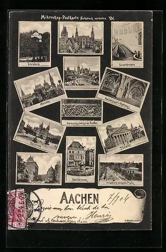 AK Aachen, Theater, Friedrich Wilhelm Platz, Elisenbrunnen