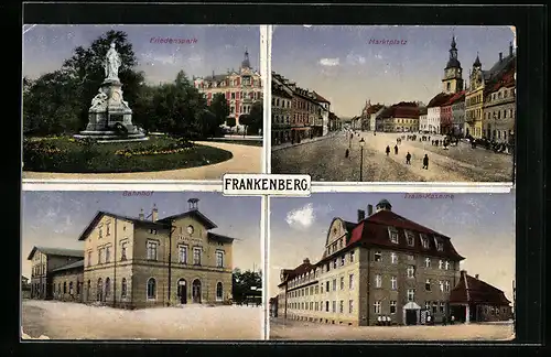 AK Frankenberg, Bahnhof, Train-Kaserne, Marktplatz