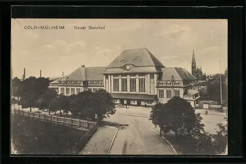 AK Köln-Mülheim, Neuer Bahnhof aus der Vogelschau