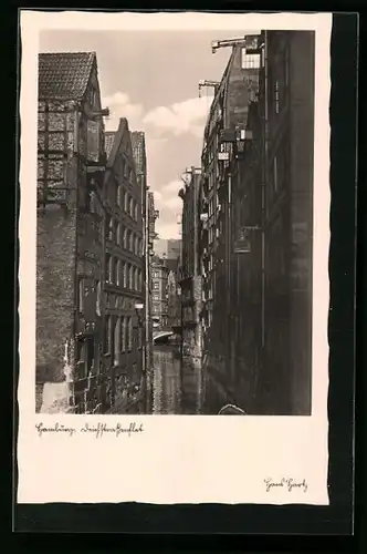 AK Alt-Hamburg, Deichstrassenfleet mit Brücke