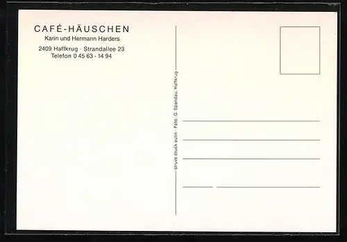 AK Haffkrug, Cafe-Häuschen K. u. H. Harders, Strandallee 23