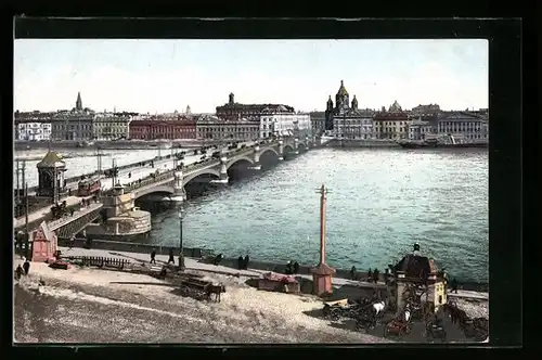 AK St. Petersbourg, Pont Nicolas, Strassenbahn