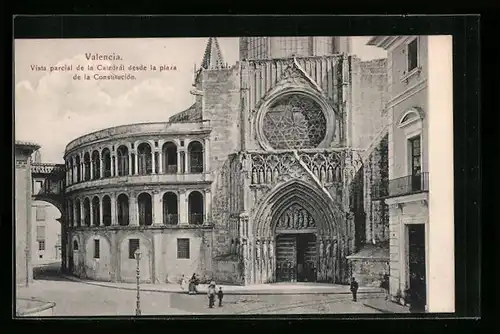 AK Valencia, Vista parcial de la Catedrál desde la plaza de la Constitución