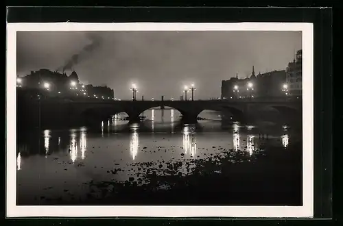 AK San Sebastián, Puente de Santa Catalina de noche