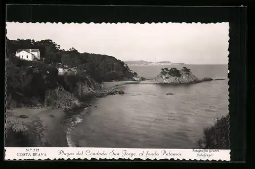 AK Palamós /Costa Brava, Playas del Condado San Jorge, al fondo Palamós