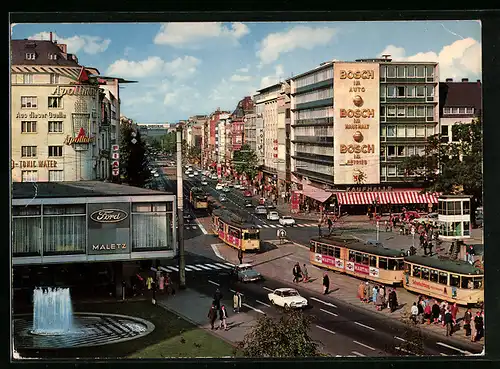 AK Köln, Hohenzollern-Ring mit Geschäften und Strassenbahnen