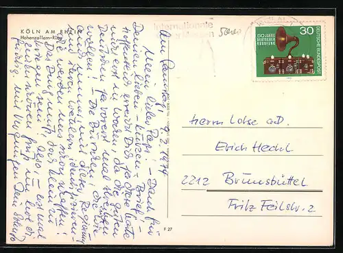 AK Köln, Hohenzollern-Ring mit Geschäften und Strassenbahnen