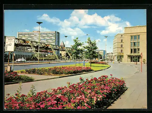 AK Wuppertal, Strassenpartie mit Schwebebahn