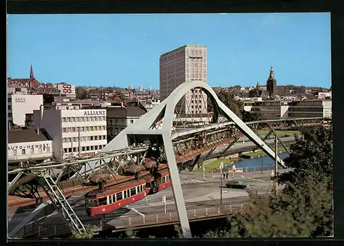 AK Wuppertal, Schwebebahn mit Glanzstoff-Verwaltung