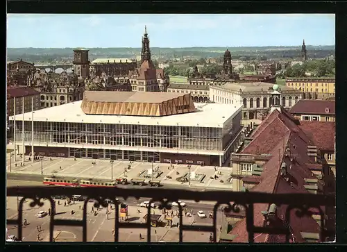 AK Dresden, Blick von der Kreuzkirche zum Kulturpalast