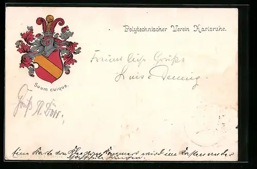 AK Karlsruhe, Polytechnischer Verein, Studentenwappen, Suum cuique