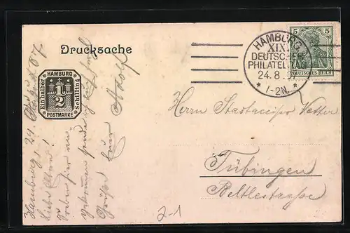 AK Hamburg, 19. Deutscher Philatelisten Tag & 11. Bundestag Deutsch-Österreichischer Philatelisten Vereine 1907