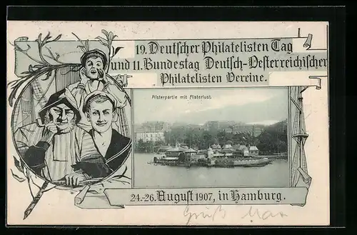 AK Hamburg, 19. Deutscher Philatelisten Tag 1907 Ausstellung, Ganzsache