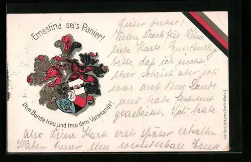 AK Studentenwappen Ernestina sei`s Panier
