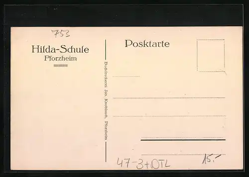 Künstler-AK Pforzheim, Hilda-Schule, Absolvia 1921 /22, Flügge