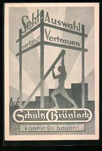 AK Reklame für Sekt von Schultz Grünlack