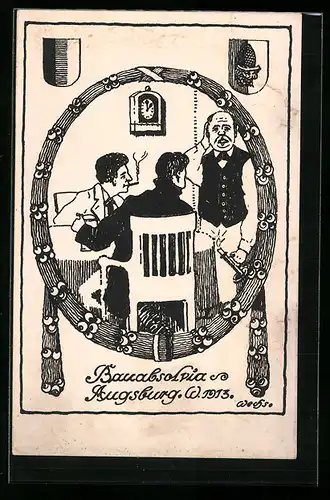 Künstler-AK Augsburg, Bau-Absolvia 1913