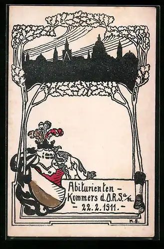 AK Abiturienten-Kommers d. O. R. S. 22.2.1911, Studentenwappen