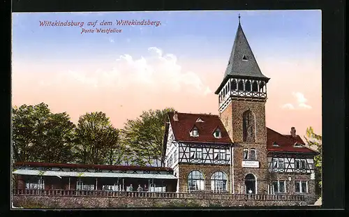 AK Porta Westfalica, Gasthaus Wittekindsburg auf dem Wittekindsberg
