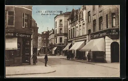 AK Euskirchen, Bahnhofstrasse mit Geschäften