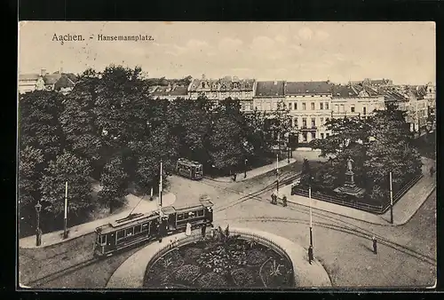 AK Aachen, Strassenbahn am Hansemannplatz