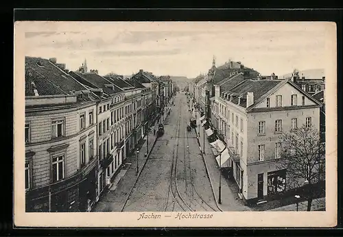 AK Aachen, Hochstrasse mit Geschäften