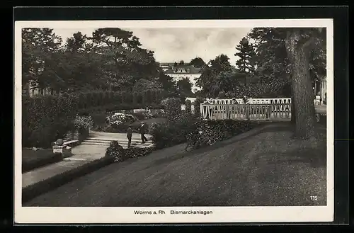 AK Worms a. Rh., Bismarckanlagen