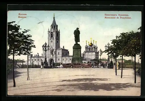 AK Moscou, Monument de Pouchkine