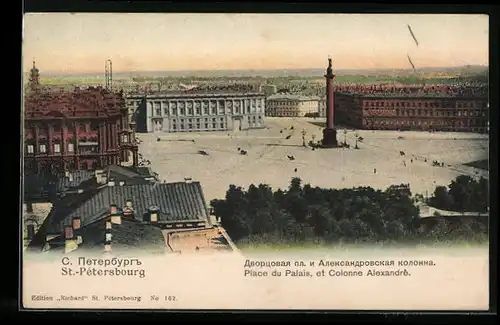 AK St. Pétersbourg, Place du Palais et Colonne Alexandre
