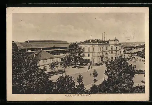 AK Gera, Der Hauptbahnhof aus der Vogelschau