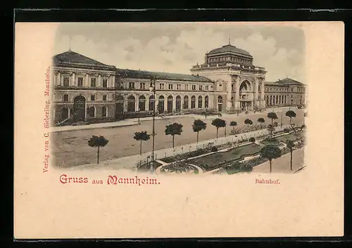 AK Mannheim, Seitenblick auf den Bahnhof