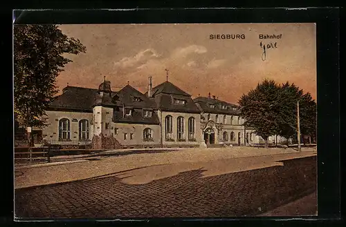 AK Siegburg, Der Bahnhof im Abendrot