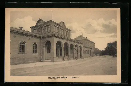 AK Kehl am Rhein, Ortsansicht mit Bahnhof