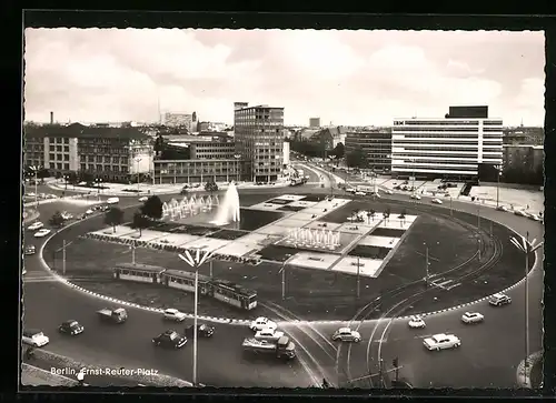 AK Berlin, Ernst-Reuter-Platz aus der Vogelschau, VW-Käfer