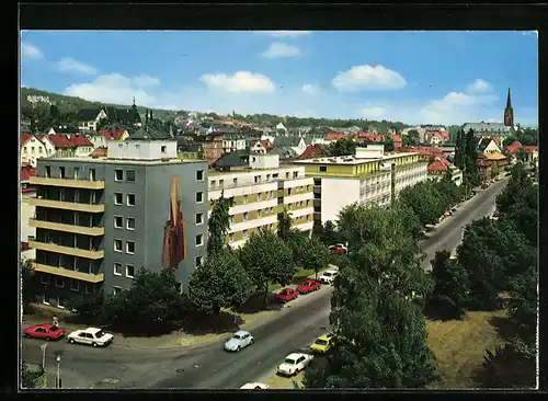 AK Bad Nauheim, Kurpark- und Westfalen-Lippe-Sanatorium aus der Vogelschau