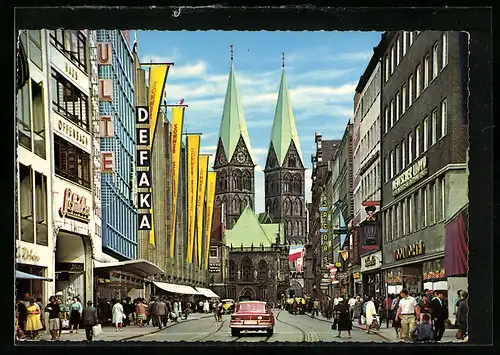 AK Bremen, Obernstrasse mit Dom