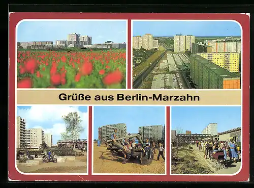 AK Berlin-Marzahn, Wohngebiete mit Kinderspielplatz