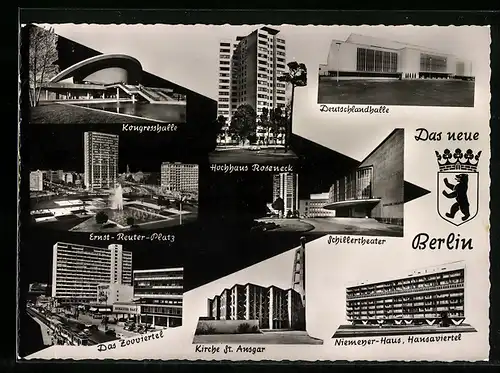 AK Berlin, Deutschlandhalle, Hochhaus Roseneck, Das Zooviertel