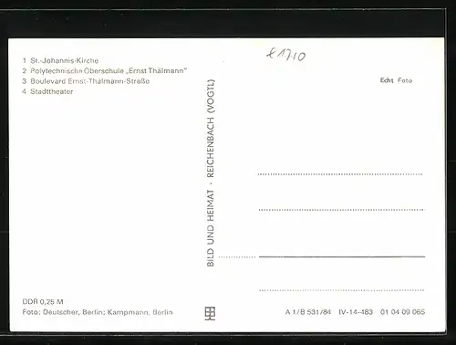 AK Luckenwalde, Polytechnische Oberschule Ernst Thälmann, Stadttheater, St.-Johannis-Kirche