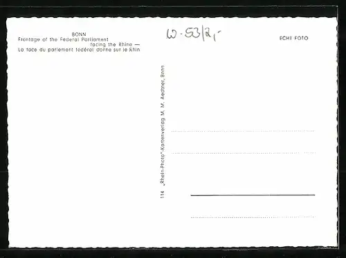 AK Bonn, Bundeshaus, Rheinansicht