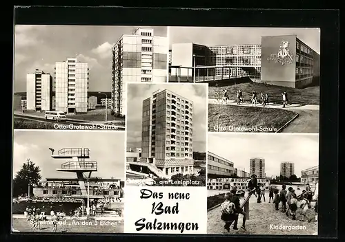 AK Bad Salzungen, Schwimmbad An den 3 Eichen, Otto-Grotewohl-Schule, Kindergarten