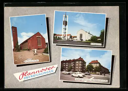 AK Hannover-Oberricklingen, St. Thomas-Kirche, St. Augustinus, Göttinger Chaussee Ecke Wallensteinstrasse