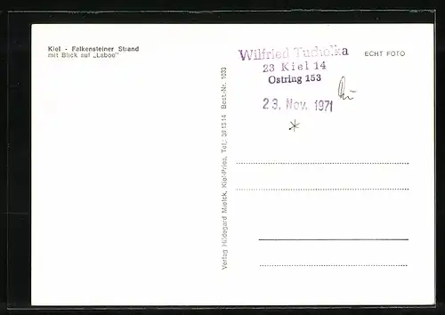 AK Kiel, Falkensteiner Strand mit Blick auf Laboe