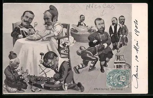 AK Spectacle du Jour, Nikolaus II. von Russland und Vittorio Emanuele III., Collage