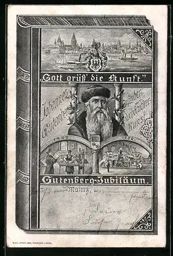 Künstler-AK Mainz, Gutenberg-Jubiläum 1900