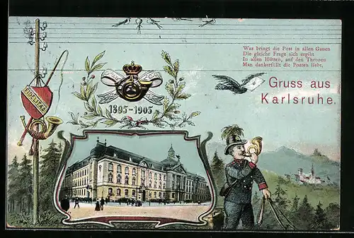 AK Karlsruhe, X. Stiftungsfest d. Vereins der Post- & Telegraphen Unterbeamten 1905