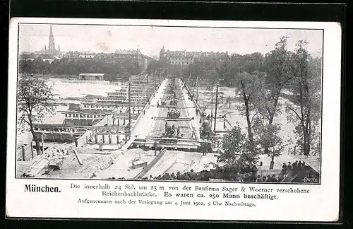 AK München, Reichenbachbrücke nach der Verlegung 1902