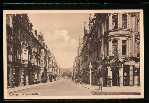 AK Coburg, Mohrenstrasse mit Mohren-Cafe von A. Kagelmann