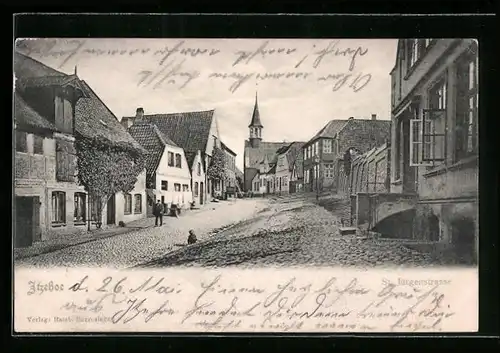 AK Itzehoe, St. Jürgenstrasse mit Mann