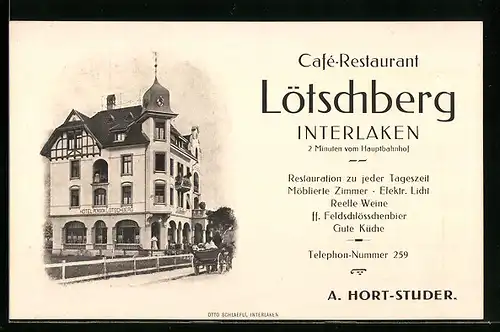 AK Interlaken, Café-Restaurant Lötschberg, Inh.: A. Hort-Studer